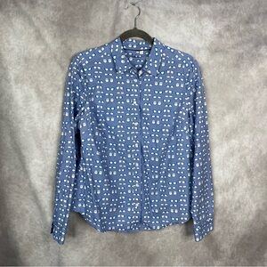 Boden The Modern Classic Button Down Shirt MCM Glasses In Blue Size 10R